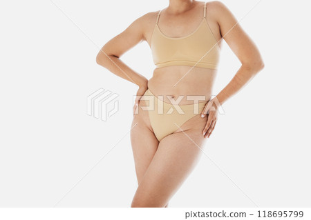 Beauty real woman body. No retouch photo. Portrait 118695799