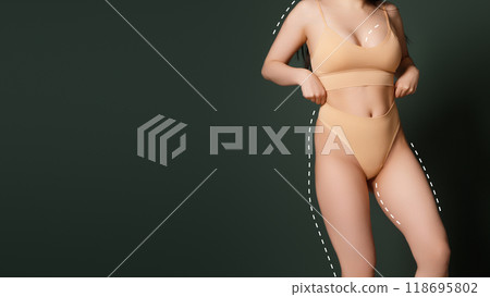 Body Shaping Spa And Slimming. Closeup cropped of Body Shaping Spa And Slimming. Closeup cropped of 118695802
