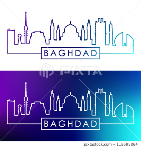 Baghdad skyline. Colorful linear style. 118695864