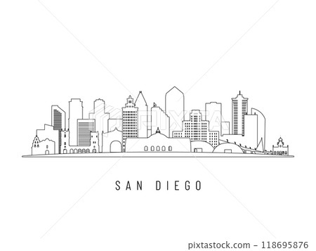 Detailed San Diego skyline vector illustration. 118695876