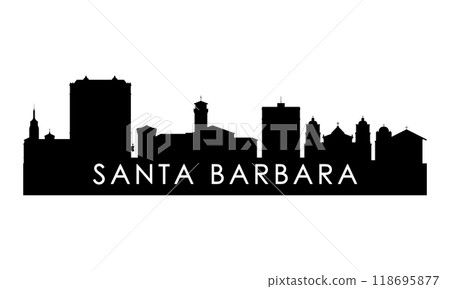 Santa Barbara skyline silhouette. Santa Barbara skyline silhouette. 118695877