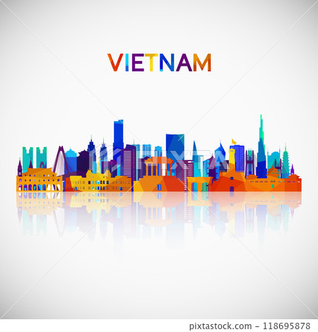 Vietnam skyline silhouette in colorful geometric style. Vietnam skyline silhouette in colorful geometric style. 118695878