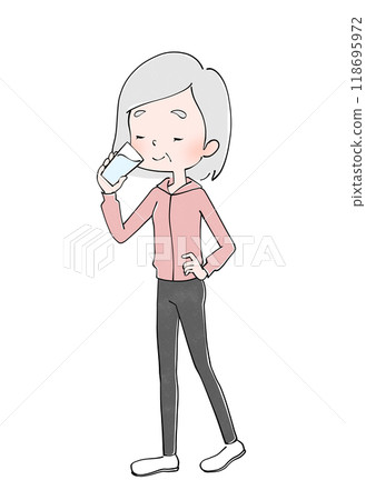 Drinking water - Illustration of a woman exercising 118695972