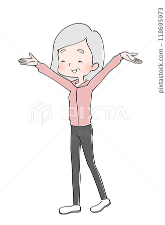 Illustration of a happy woman exercising Illustration of a happy woman exercising 118695973