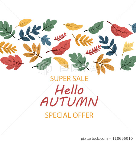 Autumn sale banner. Vector illustration with colorful leaves. Autumn sale banner. Vector illustration with colorful leaves. 118696010