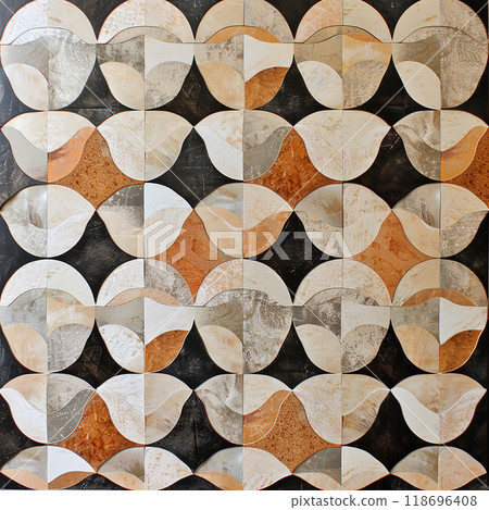 A patterned rug with black and white stripes and a gold and white stripe. The rug is made of a mix of materials and has a modern, abstract design A patterned rug with black and white stripes and a gold and white stripe. The rug is made of a mix of materials and has a modern, abstract design 118696408