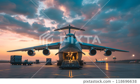 A cargo plane at the airport docks loads or unloads cargo. AI Generated A cargo plane at the airport docks loads or unloads cargo. AI Generated 118696638