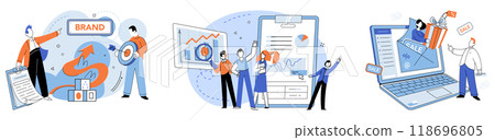 Brand vector illustration. Creative, spark, ignites fire innovation fuels brands vitality Branding marketing, fusion, melds strategic marketing with artistry branding Brand strategy, compass, guides 118696805