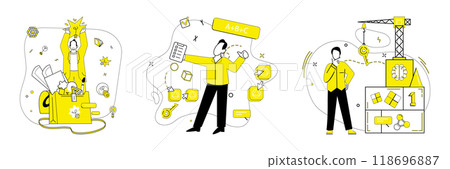 Problem solving vector illustration. Dilemmas transform into opportunities in crucible problem solving Progress flourishes where innovation and problem solving concept intersect Problem solving 118696887