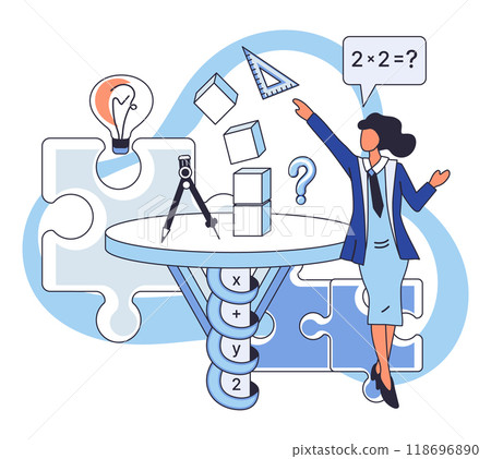 Mathematics vector illustration. Learning math is exhilarating adventure, where each formula is treasure waiting to be discovered The study math equips individuals with ability to count, calculate Mathematics vector illustration. Learning math is exhilarating adventure, where each formula is treasure waiting to be discovered The study math equips individuals with ability to count, calculate 118696890