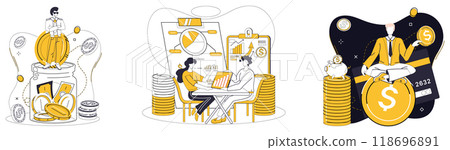 Capital management vector illustration. Economic success is journey embarked upon with compass strategic capital planning Capital is currency fuels engine business development and growth 118696891