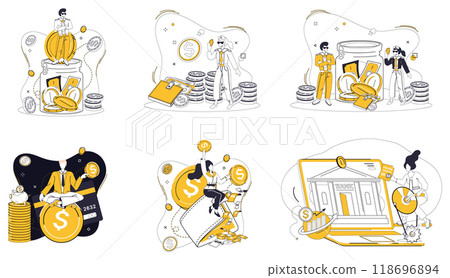 Capital management vector illustration. Business growth becomes symphony when conducted by hands effective capital management Economic success is journey embarked upon with compass strategic capital 118696894
