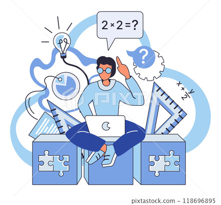 Mathematics vector illustration. The art calculation in mathematics is dance intellect, where minds waltz through numerical landscapes Learning math is exhilarating adventure formula 118696895