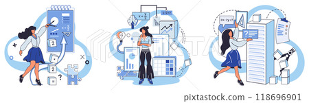 Mathematics vector illustration. The world math is playground for intellect, where calculation and logic dance in mesmerizing choreography Mathematicians engage in intellectual gymnastics, stretching 118696901
