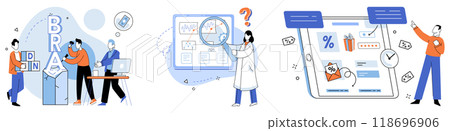 Brand vector illustration. Design, sculptor, carves visual identity becomes face brand Company, collective, breathes life into brand through shared values and vision Brand metaphor, poets muse Brand vector illustration. Design, sculptor, carves visual identity becomes face brand Company, collective, breathes life into brand through shared values and vision Brand metaphor, poets muse 118696906