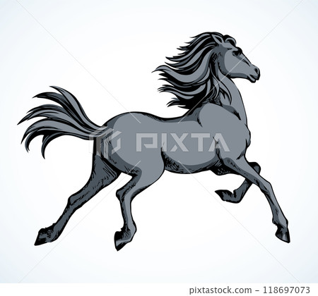 Galloping horse. Vector drawing icon Galloping horse. Vector drawing icon 118697073