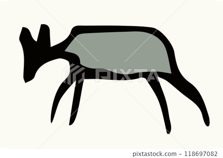 Primitive rock painting. Vector drawing Primitive rock painting. Vector drawing 118697082