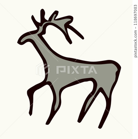 Primitive rock painting. Vector drawing Primitive rock painting. Vector drawing 118697083