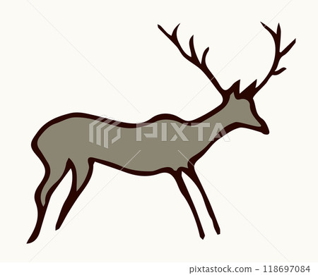 Primitive rock painting. Vector drawing Primitive rock painting. Vector drawing 118697084