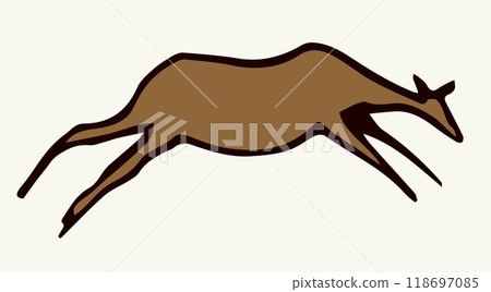 Primitive rock painting. Vector drawing Primitive rock painting. Vector drawing 118697085
