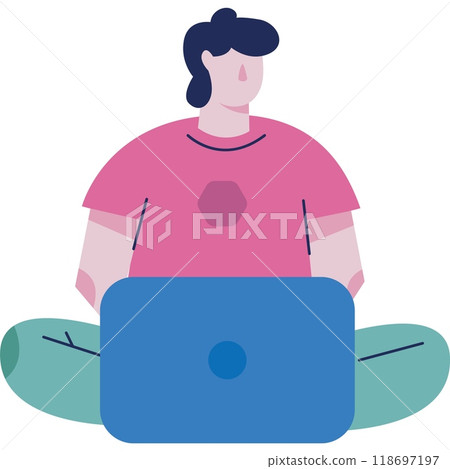 SEO businessman with laptop icon vector on white SEO businessman with laptop icon vector on white 118697197