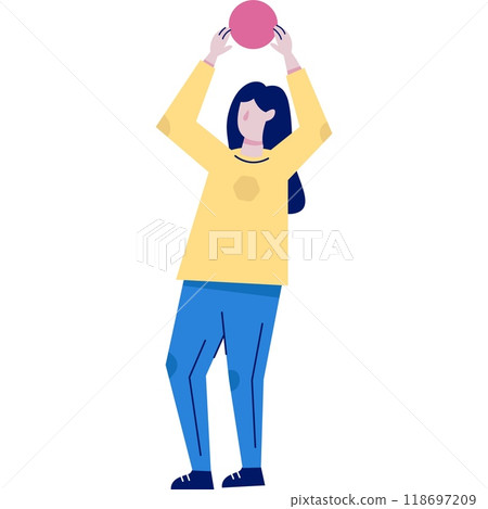 Vector woman holding chart pie graph icon Vector woman holding chart pie graph icon 118697209