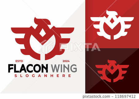 Letter M Falcon Wings Logo Icon Vector Design. Creative simple logos designs illustration 118697412