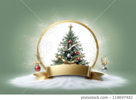 New Year greeting card, snow, New Year balls and place for text 118697482