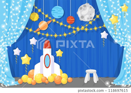 Cute colorful space background for birthday photo 118697615