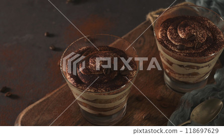 Tiramisu dessert in glasses 118697629