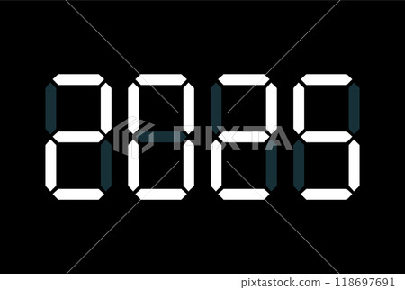 Digital New Year numbers isolated on black background 118697691