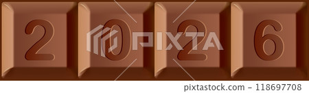 Vector sign for the celebration of the new year printed on blocks of chocolate bar 118697708