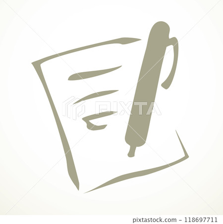 Sheet of paper with pen. Vector drawing 118697711