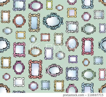 Framed mirrors. Vector drawing pattern Framed mirrors. Vector drawing pattern 118697715