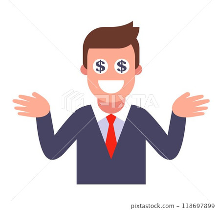 The man has dollars in his eyes. The man has dollars in his eyes. 118697899