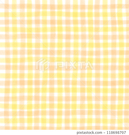 Orange Yellow Gingham Check Hand Drawn Pattern Background Overlay 118698707