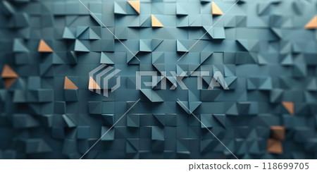 A blue background with many triangles and squares by AI generated image 118699705