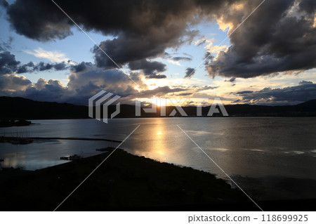 Sunset seen from Lake Suwa Sunset seen from Lake Suwa 118699925