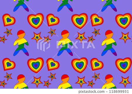 LGBT Rainbow Hearts and Stars Illustration LGBT Rainbow Hearts and Stars Illustration 118699931