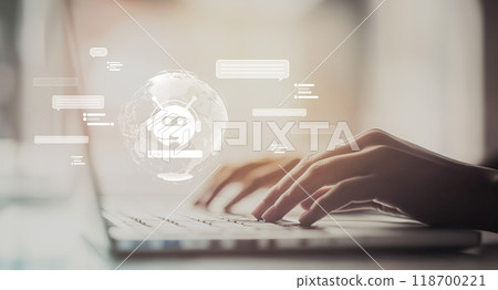 Human interact with AI artificial intelligence virtual assistant EIDE 118700221