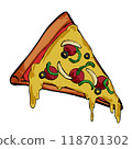 One slice of pizza with lots of toppings One slice of pizza with lots of toppings 118701302