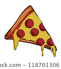 Pepperoni pizza slice Pepperoni pizza slice 118701306