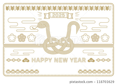 Stylish and simple 2025 Year of the Snake New Year's card 118701629