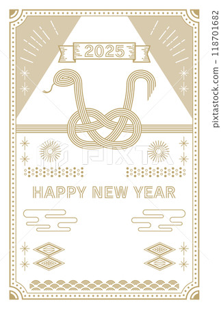 時尚簡約2025蛇年新年賀卡 118701682