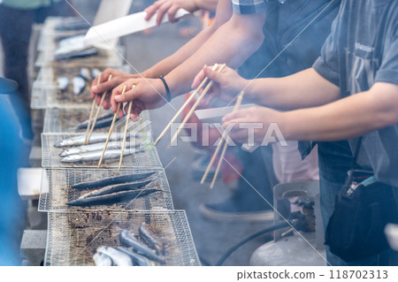 Autumn delicacy: Pacific saury, Yuriage Port Morning Market, Pacific saury festival 118702313