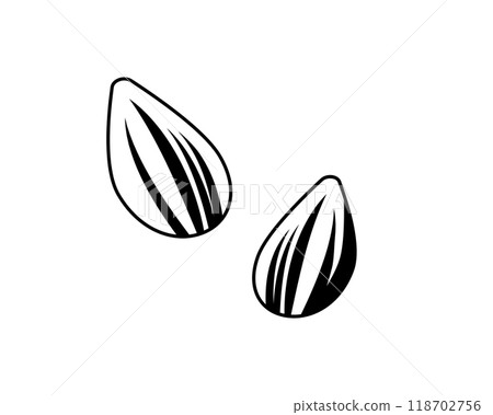 向日葵種子的簡單黑白插圖 118702756