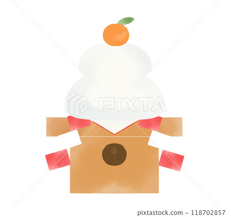 Simple watercolor illustration of Kagami mochi Simple watercolor illustration of Kagami mochi 118702857