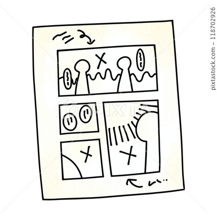 鬆散簡單的漫畫手稿正在進行中，模擬風格 118702926