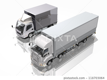 用兩輛卡車表達物流相關運輸的 3DCG 影像 118703064