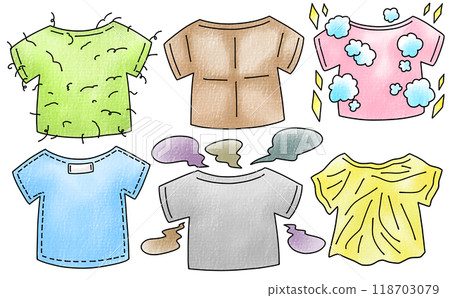 Loose and simple clothes set in various states Analog style 118703079